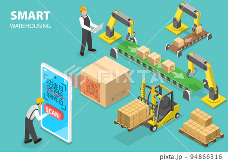 3D Isometric Flat Vector Conceptual Illustration of Smart Warehousing 94866316