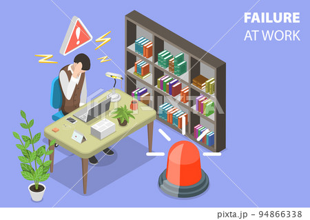 3D Isometric Flat Vector Conceptual Illustration of Failure At Work 94866338