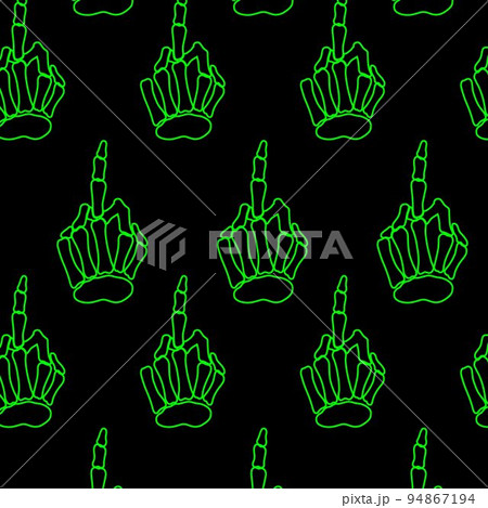 Green Finger Skull Seamless Pattern Vector  94867194