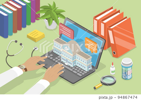 3D Isometric Flat Vector Conceptual Illustration of Online Doctor 94867474