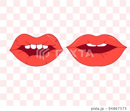 Illustrations of Two Mouth Lips Red with Pattern Background Illustrations of Two Mouth Lips Red with Pattern Background 94867575