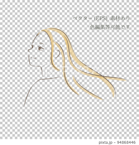 風を感じ前を向く横顔の女性イラスト  / ベクターあり 94868446