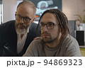 CEO and 3D artists discusses something and looks at monitor 94869323