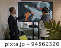 CEO of company studio developers of games discusses with the artist 3D model 94869326