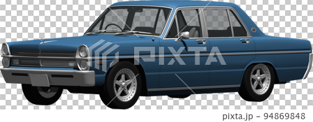 Cut-out image of Nissan A30 Gloria, a nostalgic popular classic car vertical groovy. background transparent illustration 94869848