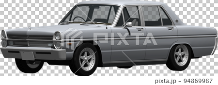 昔懐かしい人気のクラシックカー縦グロ、日産A30グロリアの切抜き画像。背景透明イラスト 94869987