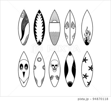 Collection of Surfboard Decoration Vector  94870118