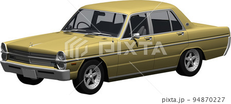 昔懐かしい人気のクラシックカー縦グロ、日産A30グロリアの切抜き画像。背景透明イラスト 94870227