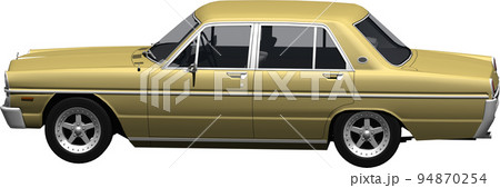 昔懐かしい人気のクラシックカー縦グロ、日産A30グロリアの切抜き画像。背景透明イラスト 94870254