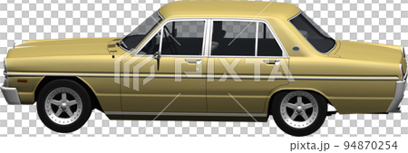 昔懐かしい人気のクラシックカー縦グロ、日産A30グロリアの切抜き画像。背景透明イラスト 94870254