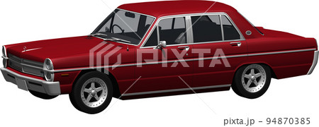 昔懐かしい人気のクラシックカー縦グロ、日産A30グロリアの切抜き画像。背景透明イラスト 94870385