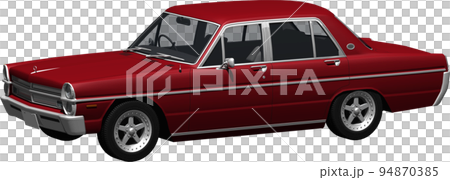 昔懐かしい人気のクラシックカー縦グロ、日産A30グロリアの切抜き画像。背景透明イラスト 94870385