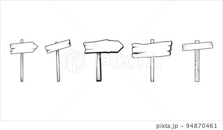 Set of Wooden Road Illustrations on a White Background Vector 94870461