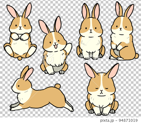 クリーム色の模様のうさぎのセット クリーム色の模様のうさぎのセット 94871019