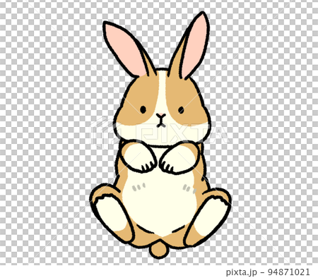 帶有奶油圖案的兔子，露出肚皮 94871021