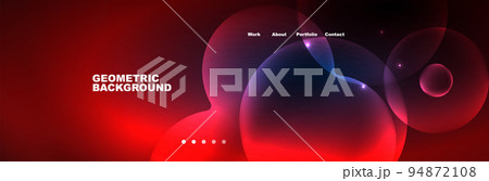 Shiny neon circles and bubbles, dark abstract background with blurred magic neon light, wallpaper design Shiny neon circles and bubbles, dark abstract background with blurred magic neon light, wallpaper design 94872108