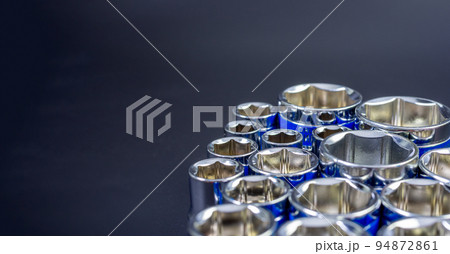 Block wrench set on a black background. Block wrench set on a black background. 94872861