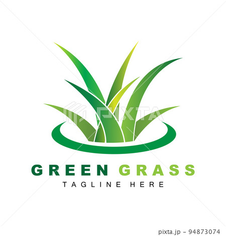 Green Grass Logo Design, Farm Landscape Illustration, Natural Scenery Vector 94873074