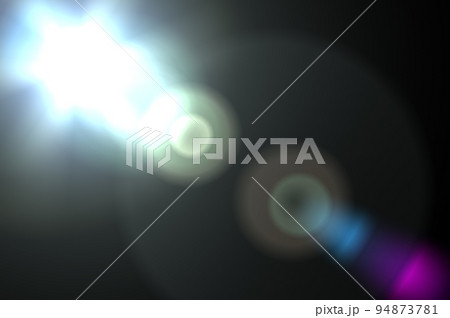 Glare of optics of sun or bright object to overlay on image. Lens Flare ,Sun Flare on black background. Lens flare glow light effect on black background for add overlay 94873781