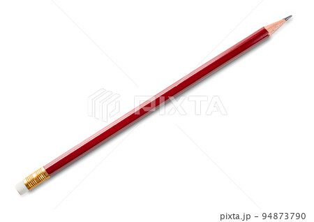 pencil isolated on pure white background. Sharp pencil. Red pencil isolated on white with Eraser pencil isolated on pure white background. Sharp pencil. Red pencil isolated on white with Eraser 94873790