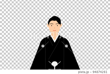 紋付袴の男性(和服姿)、扇子を持ってポーズを取る 紋付袴の男性(和服姿)、扇子を持ってポーズを取る 94874281