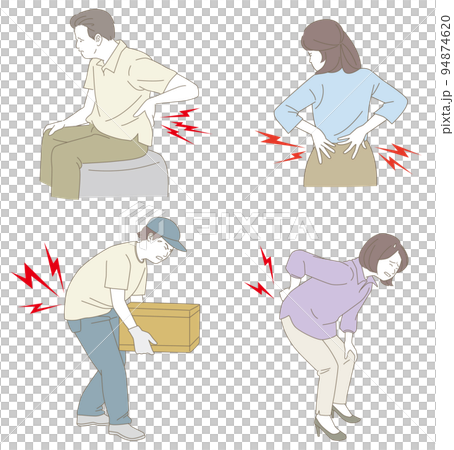 背痛患者的簡單線條畫插圖 背痛患者的簡單線條畫插圖 94874620