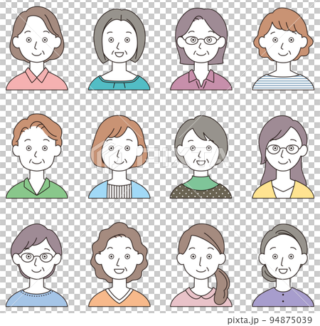 Middle-aged woman face icon set 94875039