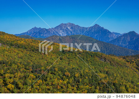 槍ヶ岳と穂高連峰　乗鞍岳位ヶ原コウノリサマからの眺望 94876048