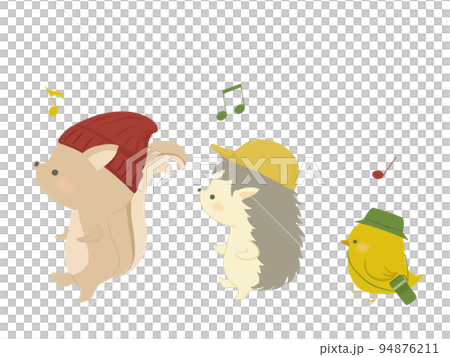 Illustration of animals taking a walk No lines Illustration of animals taking a walk No lines 94876211