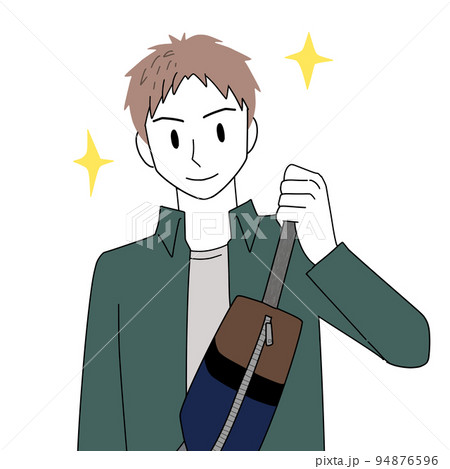 鞄をかけて出かける男性 鞄をかけて出かける男性 94876596