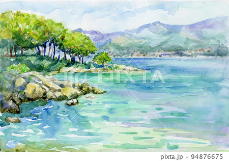 Croatia. Split. Watercolor illustration. Croatia. Split. Watercolor illustration. 94876675