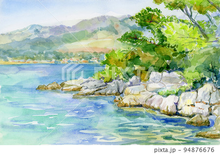 Croatia. Split. Watercolor illustration. Croatia. Split. Watercolor illustration. 94876676