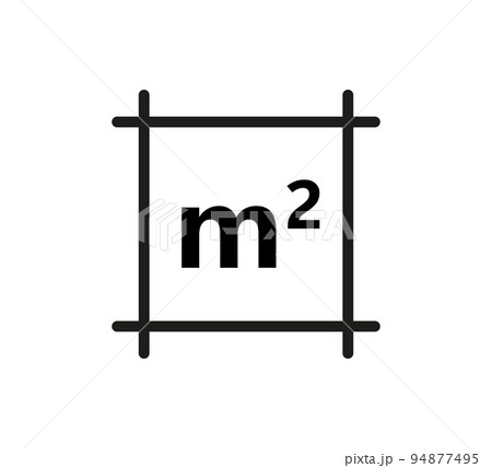 Square Meter icon. M2 sign. Flat area in square metres . Measuring land area icon. Place dimension pictogram. Vector outline illustration isolated on white background 94877495