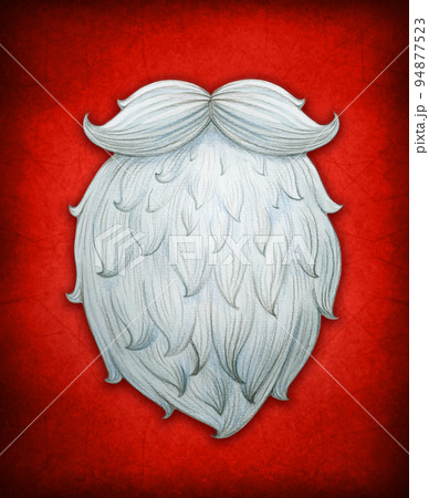 Santa Claus beard and mustache on red background. Christmas card. Watercolor illustration. Santa Claus beard and mustache on red background. Christmas card. Watercolor illustration. 94877523