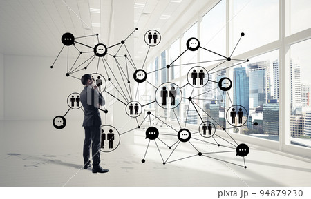 Networking and social communication concept as effective point for modern business Networking and social communication concept as effective point for modern business 94879230