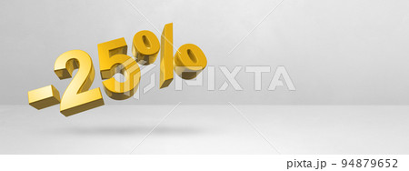 25% off discount offer. 3D illustration isolated on white. Horizontal banner 94879652