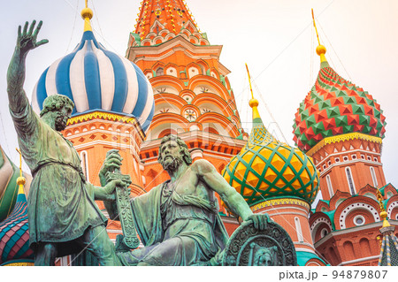 St Basil's Cathedral close-up at sunrise, red square, Moscow, Russia St Basil's Cathedral close-up at sunrise, red square, Moscow, Russia 94879807