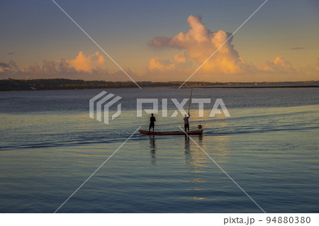 Fishing in Porto Seguro Beach at sunset in Trancoso, BAHIA 94880380