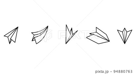 Set of Doodle Paper Plane Toy Vector  94880763