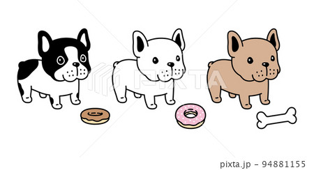 dog vector french bulldog icon donut bone puppy pet cartoon character symbol tattoo stamp illustration clip art isolated design 94881155