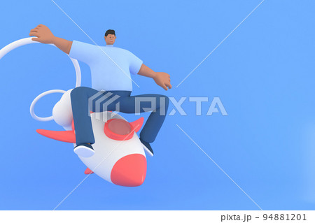 A man character flying . 3d rendering of business models. 94881201