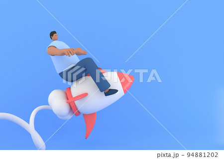 A man character flying . 3d rendering of business models. 94881202