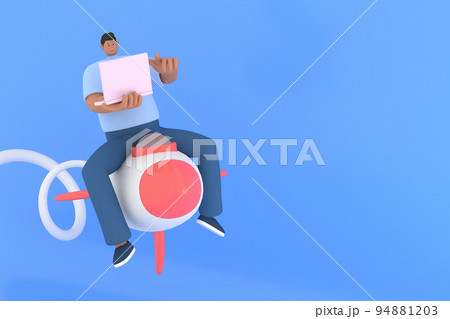 A man character flying . 3d rendering of business models. 94881203