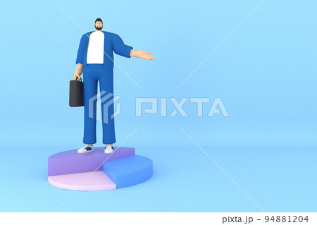 A male character presentation on the infographic. 3d rendering of business models A male character presentation on the infographic. 3d rendering of business models 94881204