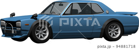 ハコスカのレーシング仕様、日産スカイラインGT－Rの切抜き画像。背景透明イラスト 94881718