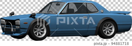 ハコスカのレーシング仕様、日産スカイラインGT－Rの切抜き画像。背景透明イラスト 94881718