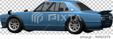 ハコスカのレーシング仕様、日産スカイラインGT－Rの切抜き画像。背景透明イラスト 94881879