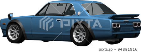 ハコスカのレーシング仕様、日産スカイラインGT－Rの切抜き画像。背景透明イラスト 94881916