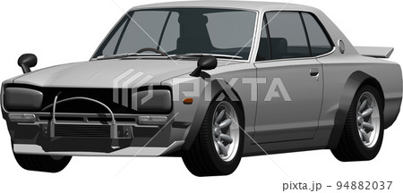 ハコスカのレーシング仕様、日産スカイラインGT－Rの切抜き画像。背景透明イラスト 94882037