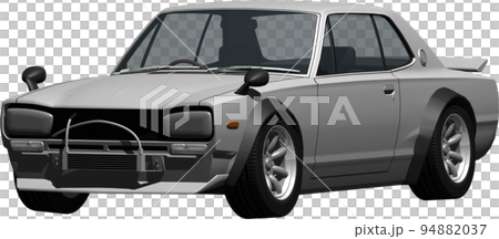 ハコスカのレーシング仕様、日産スカイラインGT－Rの切抜き画像。背景透明イラスト 94882037